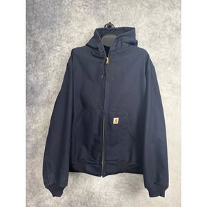 Carhartt J131 DNY Navy Blue Union Made Duck Canvas Jacket Thermal Lined Mens XXL